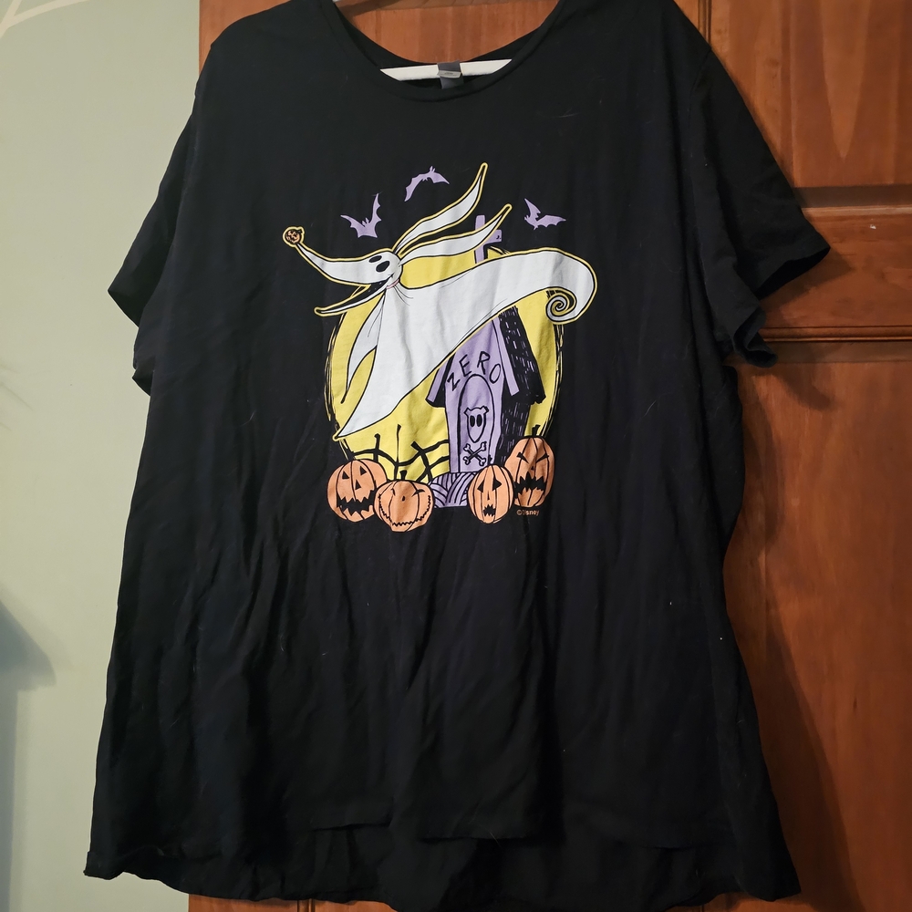 Black Halloween Tee with Ghost and Pumpkin Design